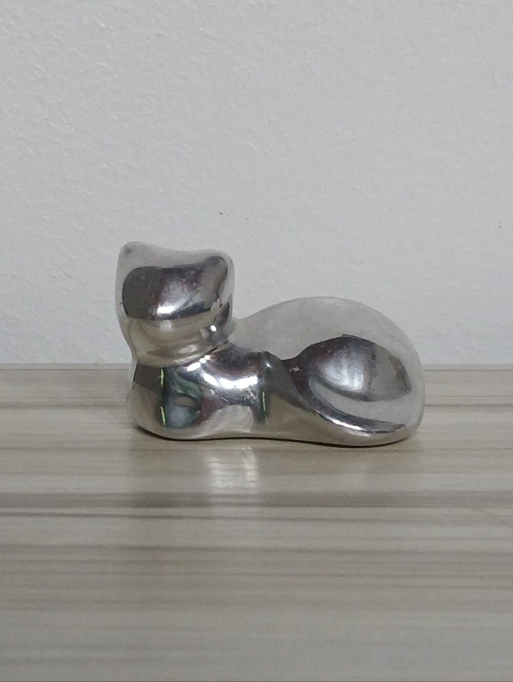 Vintage Hoselton Polished Aluminum Kitty Cat Sculpture Figurine